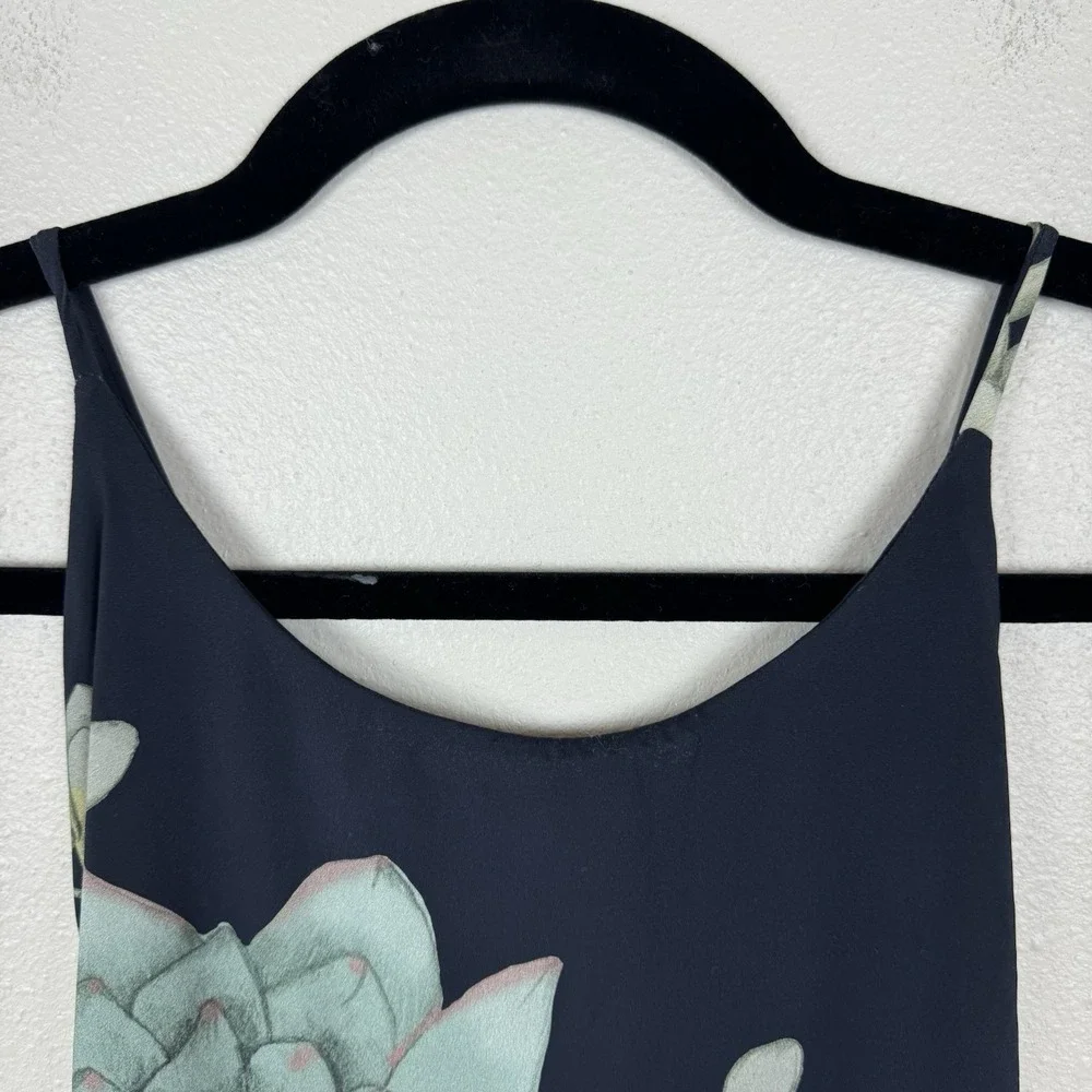 Stillwater The Brand One Piece Swimsuit Size XS Black Green Succulent Floral Tie